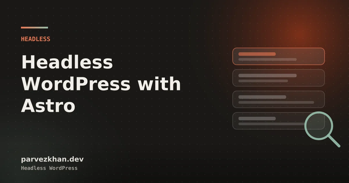 Abstract artwork of search result cards for a headless WordPress and Astro guide