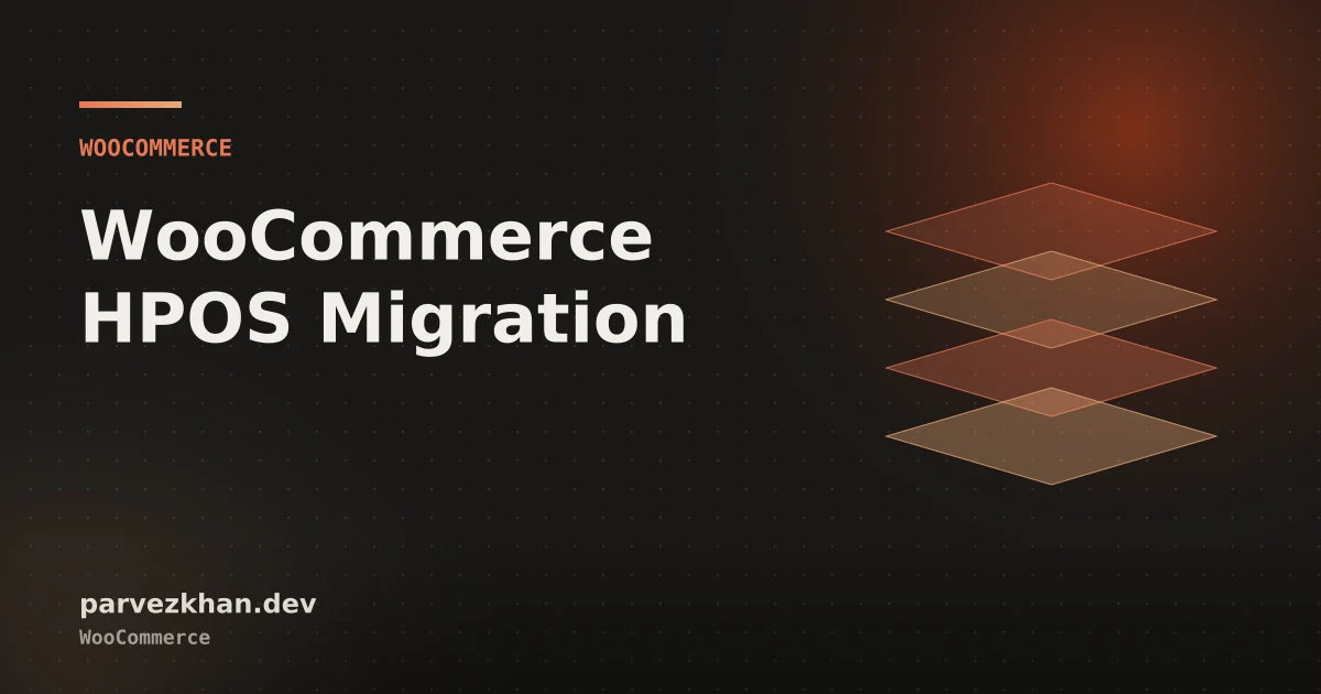 Abstract artwork of stacked data layers representing WooCommerce order tables