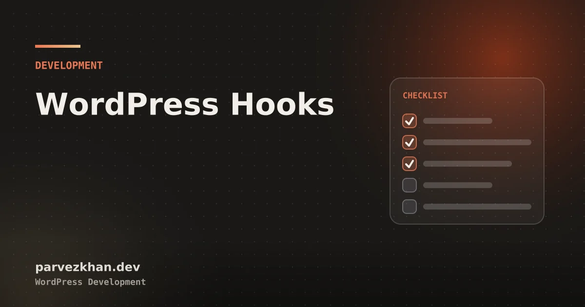 Abstract checklist artwork for a guide to WordPress actions and filters