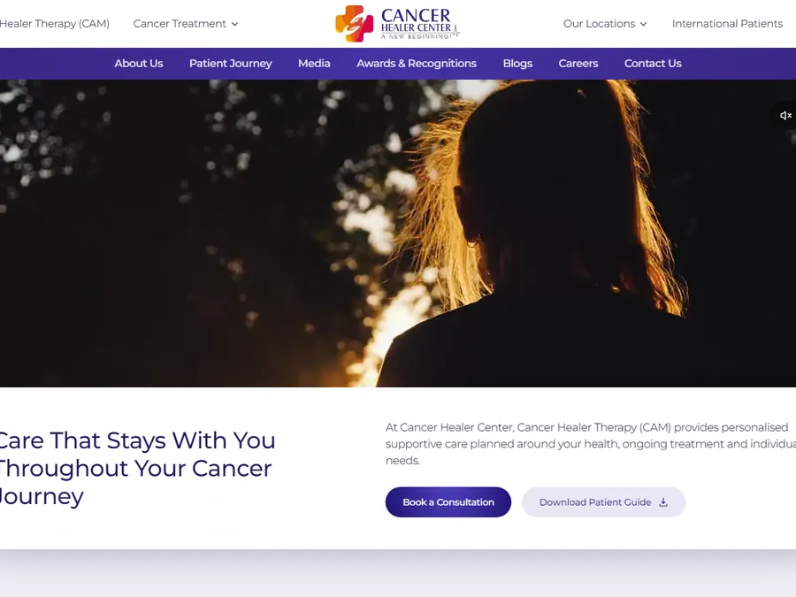 Cancer Healer Center website homepage screenshot