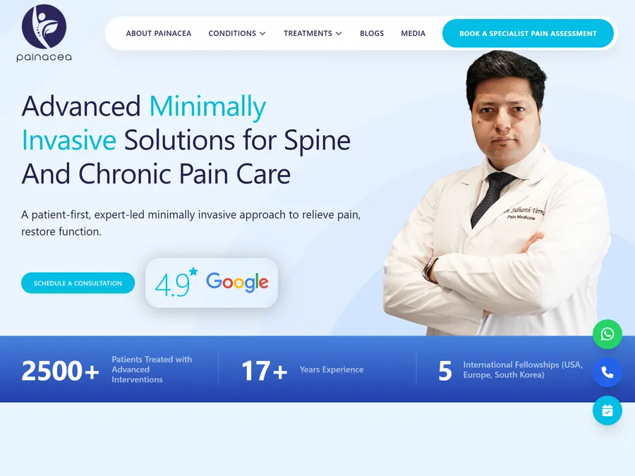Painacea website homepage screenshot