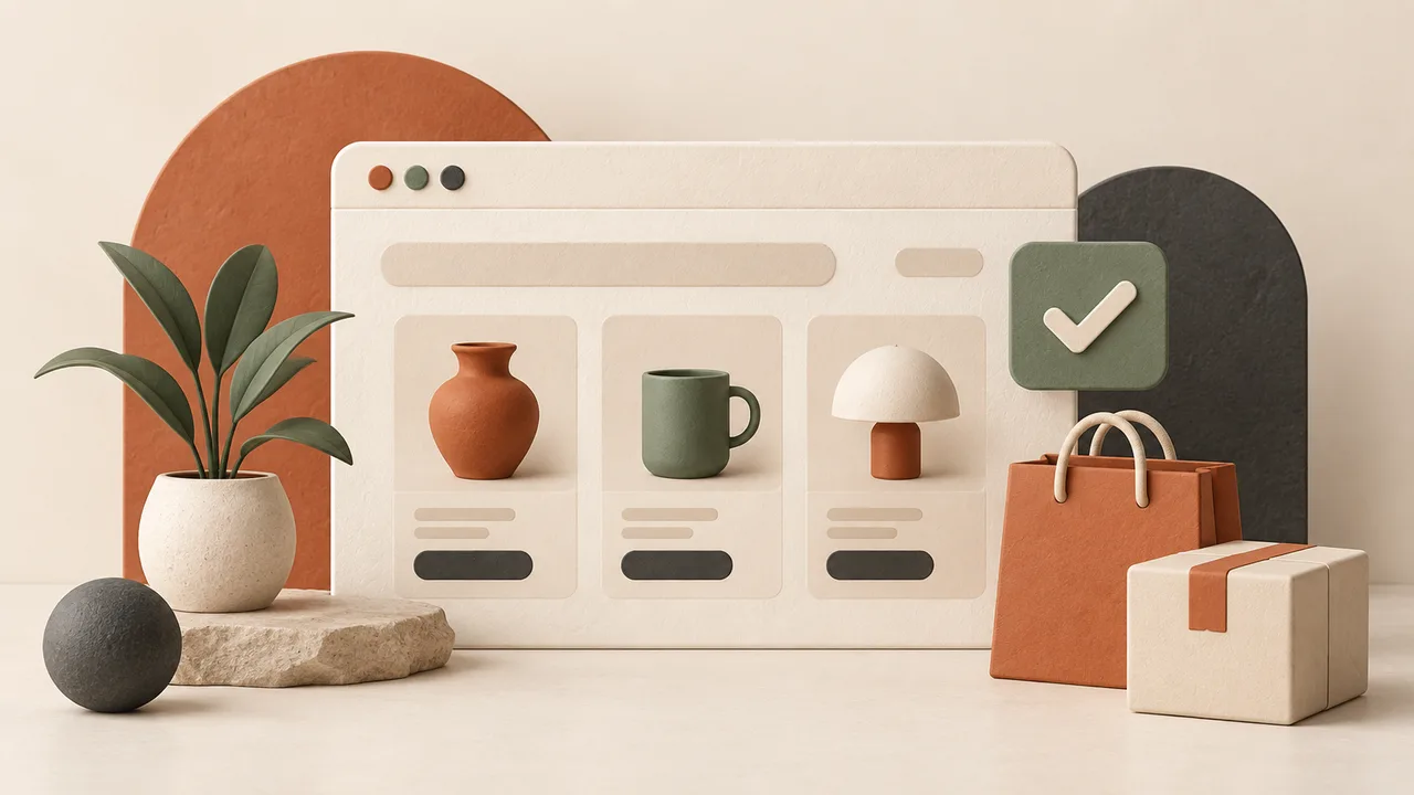 Concept illustration of an online storefront and checkout